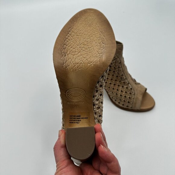 Sundance Trianon Stacked Heel Booties Woven Leather Sandals Shoes 41 US 10 10.5 - Picture 5 of 6